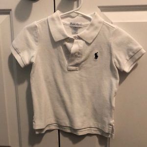 Ralph Lauren polo, white with navy horse. 18 mos.